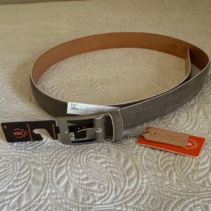 Martin Dingman Perforated Taupe Leather Men’s Belt